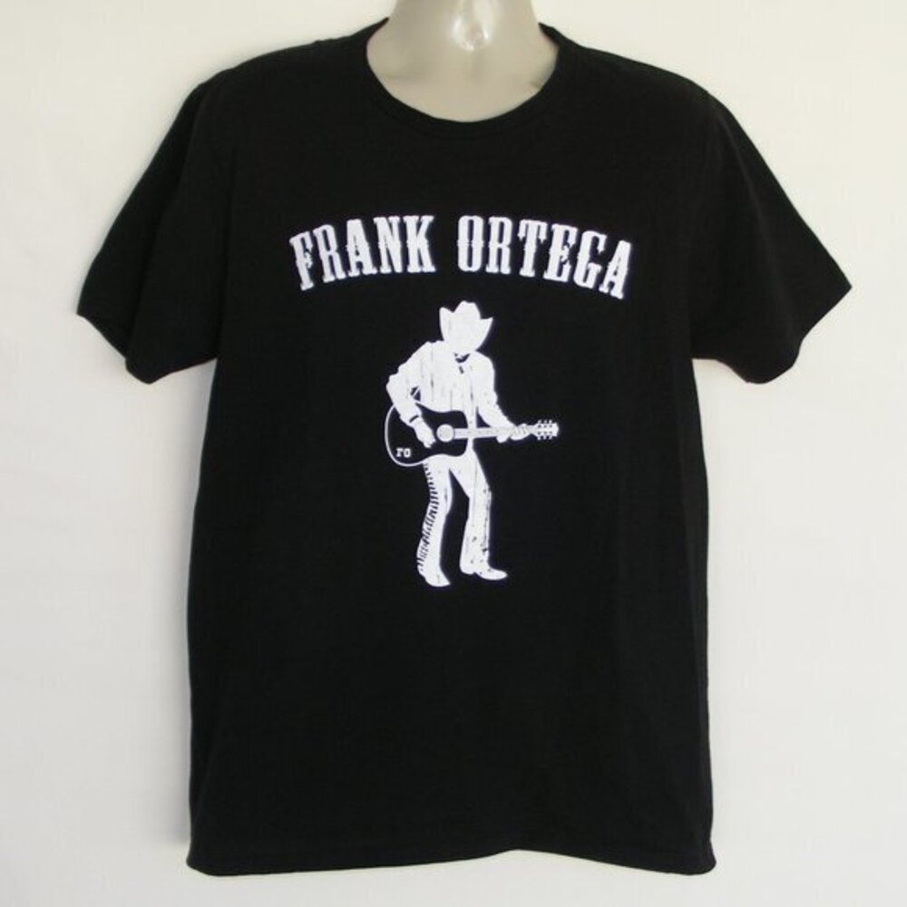 FRANK ORTEGA Tshirt, L, Country Music, Cowboy, Hat, Guitar, Black